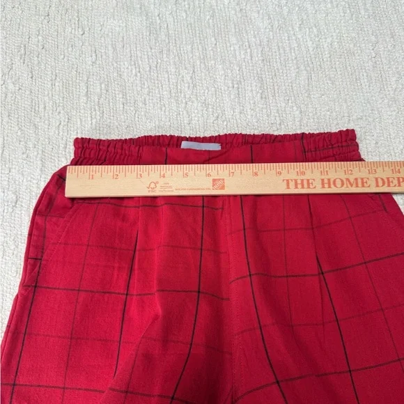 $128 LIZ ALIG Handwoven Cotton Pants in Red Check Size XS - Picture 5 of 9